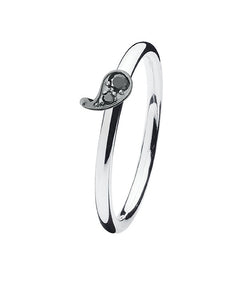 Sterling silver ring with cubic zirconia featuring paisley setting.