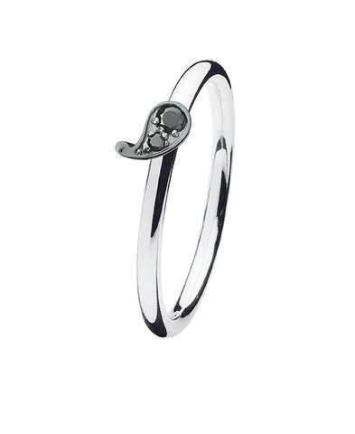 Sterling silver ring with cubic zirconia featuring paisley setting.