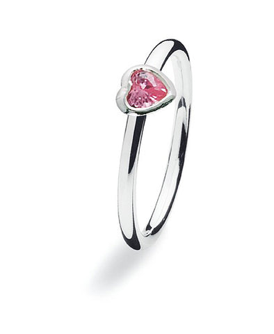 Sterling silver Spinning ring with rose cubic zirconia featuring heart setting.