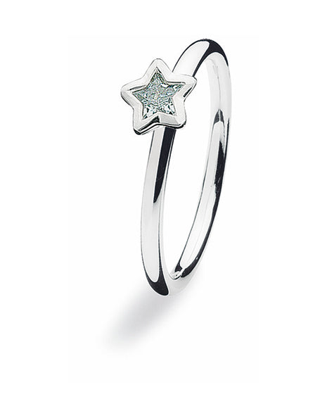 Sterling silver Spinning ring with cubic zirconia featuring star shaped setting.