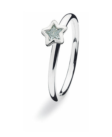 Sterling silver Spinning ring with cubic zirconia featuring star shaped setting.