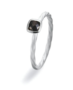 sterling silver ring with cubic black zirconia.