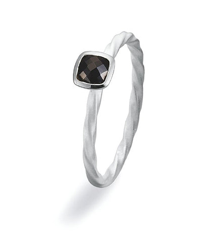 sterling silver ring with cubic black zirconia.