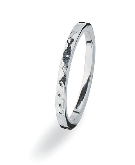 Sterling silver ring with faceted band