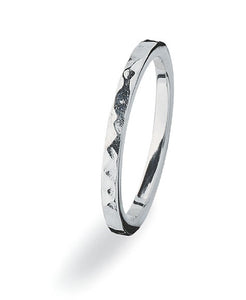 Sterling silver ring with faceted band