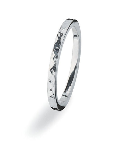 Sterling silver ring with faceted band