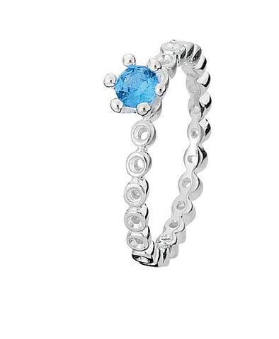 Sterling silver ring with blue cubic zirconia