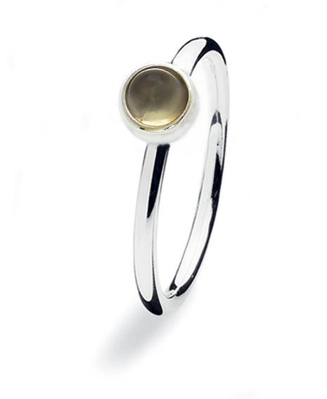 Sterling silver ring with setting of green glass
