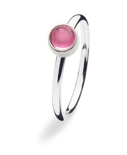 Sterling silver ring with rose glass setting.