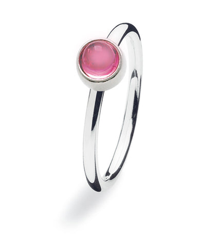 Sterling silver ring with rose glass setting.