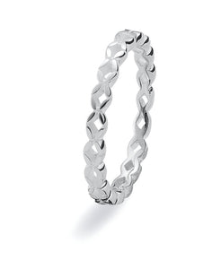 Sterling silver ring with band with tracery motif.