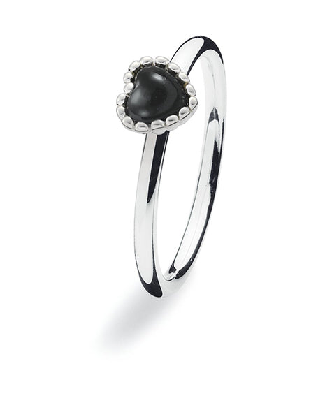 Sterling silver ring with with heart setting in onyx