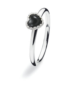 Sterling silver ring with with heart setting in onyx