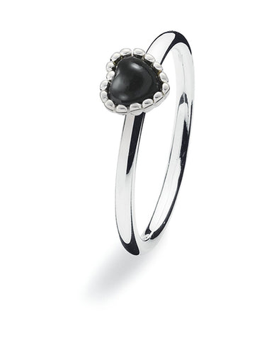 Sterling silver ring with with heart setting in onyx