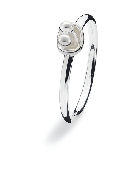 Sterling silver ring with two bell clappers.