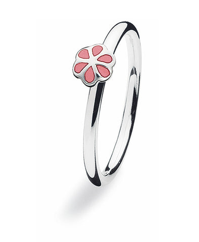 Sterling silver ring with enamelled flower setting.