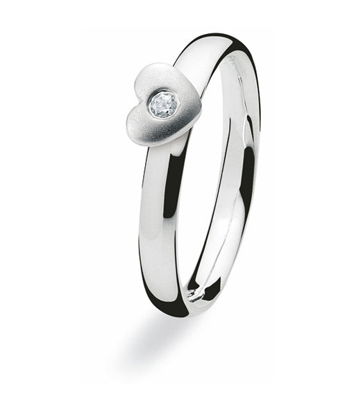 Sterling silver ring with diamond set in a heart.