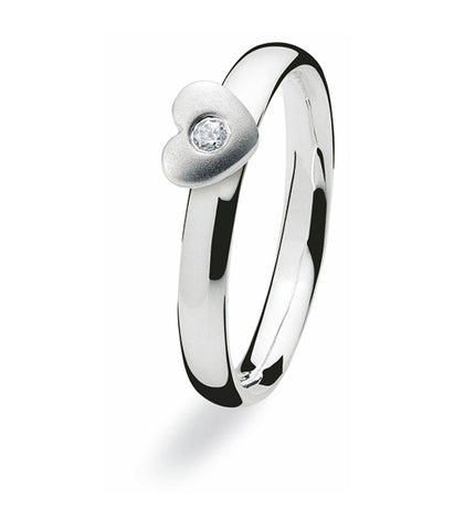 Sterling silver ring with diamond set in a heart.