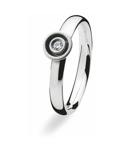 Sterling silver ring with diamond setting