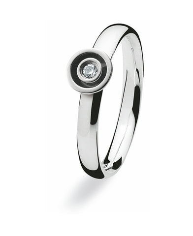 Sterling silver ring with diamond setting