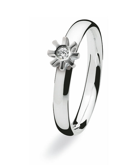 Sterling silver ring with diamond set in within sunrise form