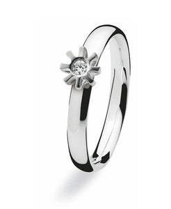 Sterling silver ring with diamond set in within sunrise form