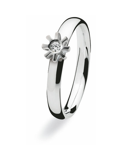 Sterling silver ring with diamond set in within sunrise form