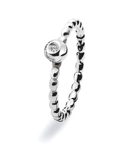 Sterling silver ring with diamond setting
