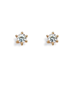 Pair of studs "PRINCESS" from Spinning Jewelry, featuring 9 carat gold with cubic zirconia setting.