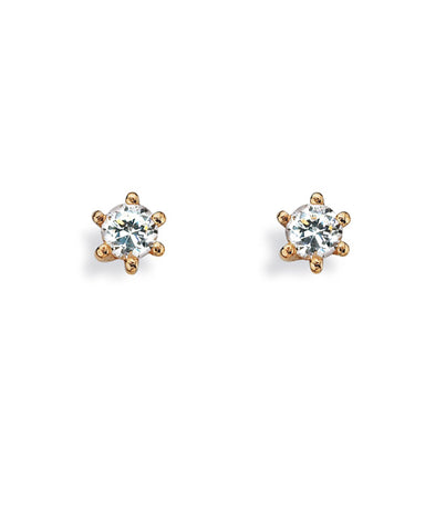 Pair of studs "PRINCESS" from Spinning Jewelry, featuring 9 carat gold with cubic zirconia setting.