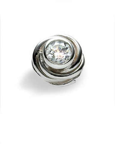 necklace and bracelet charm in sterling silver with cubic zirconia