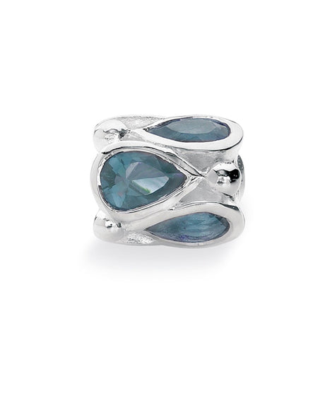 Necklace and bracelet charm in sterling silver with blue cubic zirconias