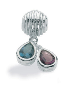 Necklace and bracelet charm in sterling silver and cubic zirconias
