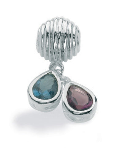 Necklace and bracelet charm in sterling silver and cubic zirconias