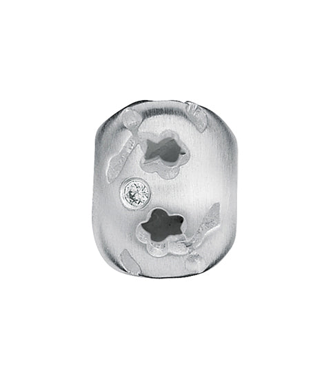 Necklace and bracelet charm in sterling silver with cubic zirconia.
