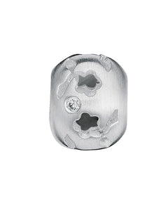 Necklace and bracelet charm in sterling silver with cubic zirconia.