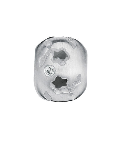 Necklace and bracelet charm in sterling silver with cubic zirconia.