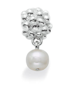 Necklace and bracelet charm in sterling silver with berry motif with freshwater pearl.