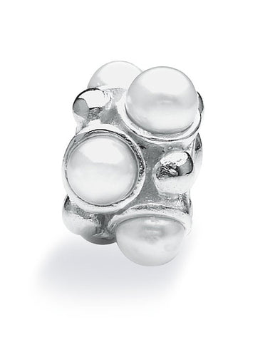 Necklace and bracelet charm in sterling silver with freshwater pearls.