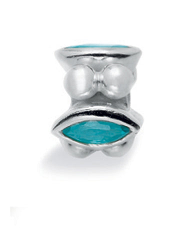 Sterling silver charm with turquoise cubic zirconias.