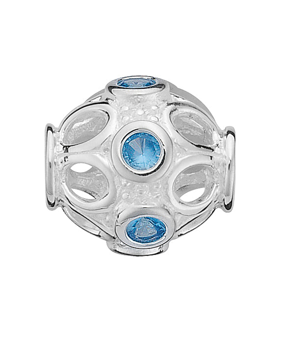 Sterling silver charm with blue cubic zirconias.