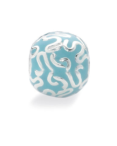 Sterling silver charm with blue enamel.
