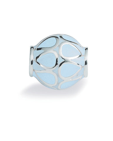 Sterling silver necklace and bracelet charm with blue enamel.