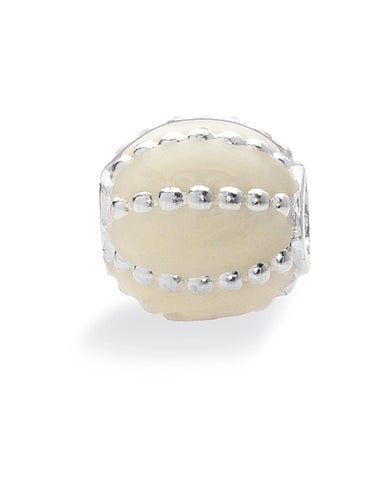 Sterling silver necklace and bracelet charm with ivory enamel.