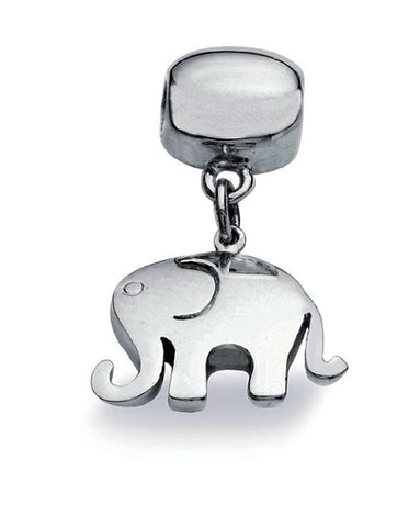 Sterling silver necklace and bracelet charm with elephant motif.