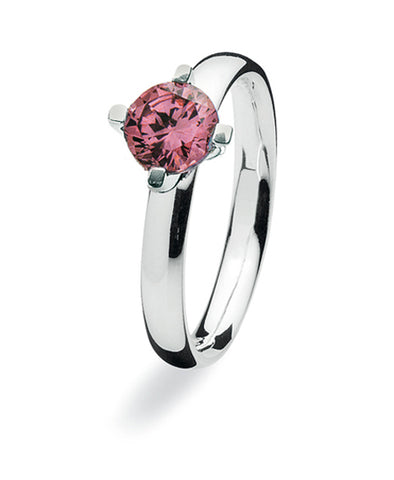 Sterling silver ring with rhodolite setting