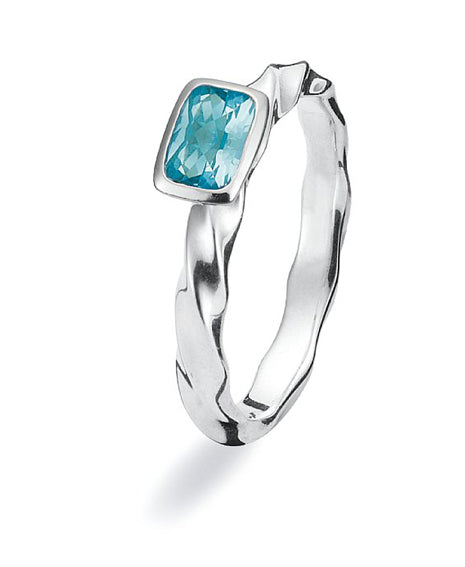 Sterling silver ring with blue synthetic stone setting