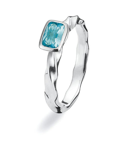 Sterling silver ring with blue synthetic stone setting