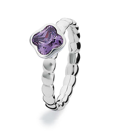 Sterling silver ring with amethyst cubic zirconia