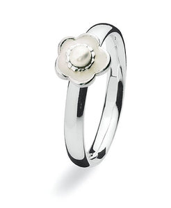 sterling silver Max ring with enamel flower motif
